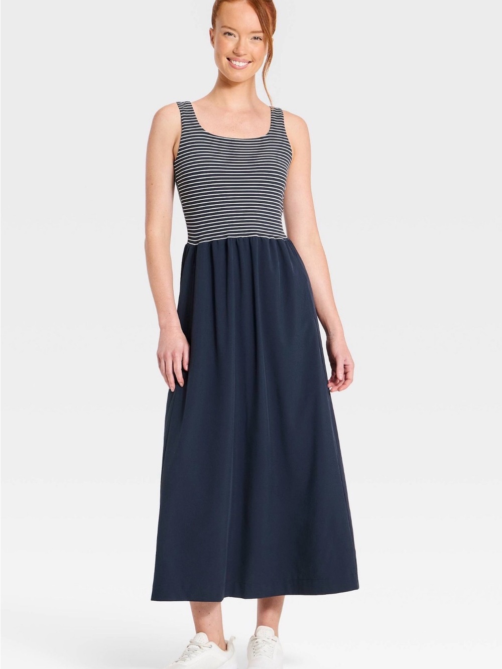 all in motion Navy and White Striped Tank Maxi Dress